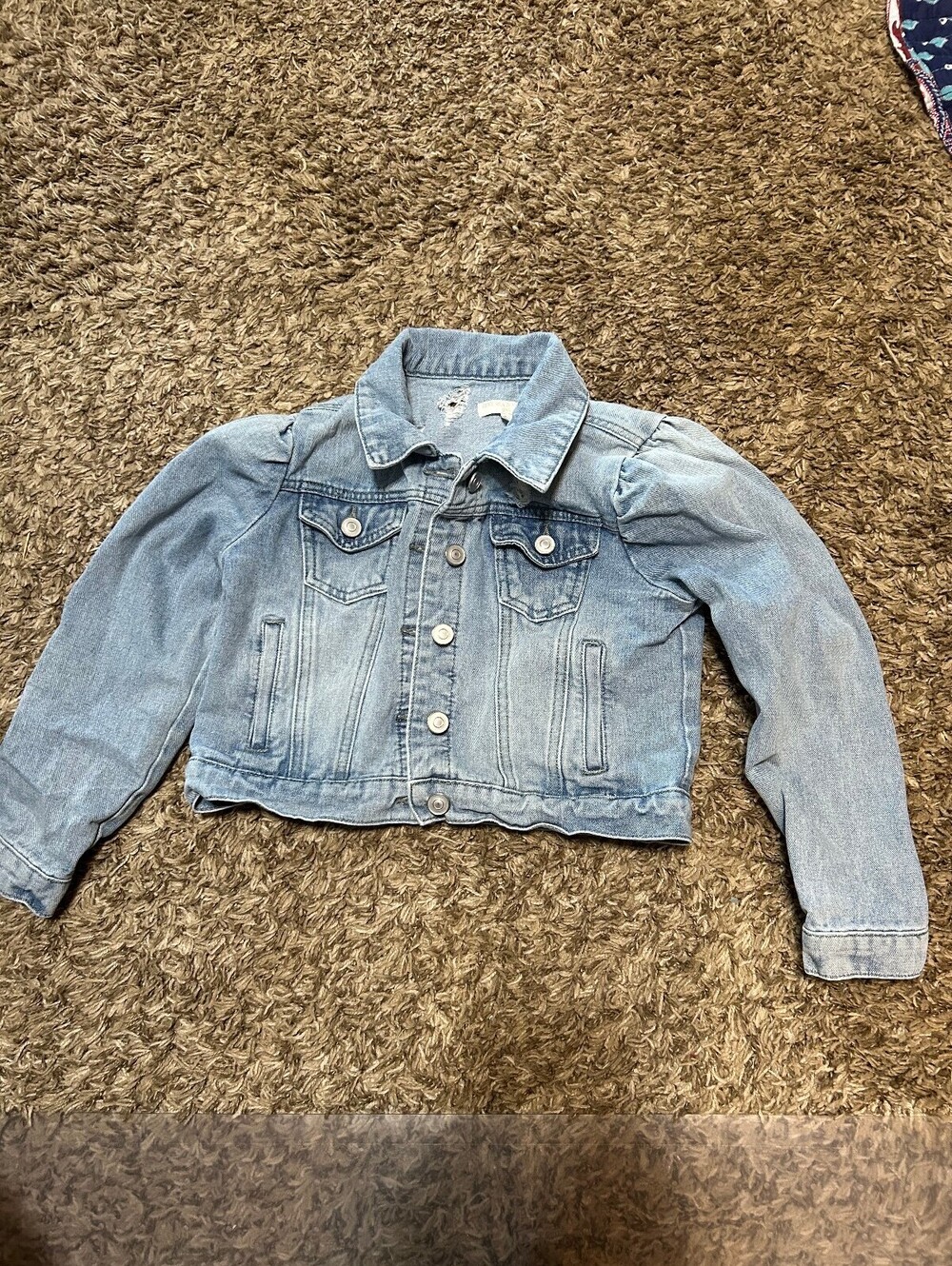 Chelsea & Violet Medium Light Blue Distressed Denim Jacket